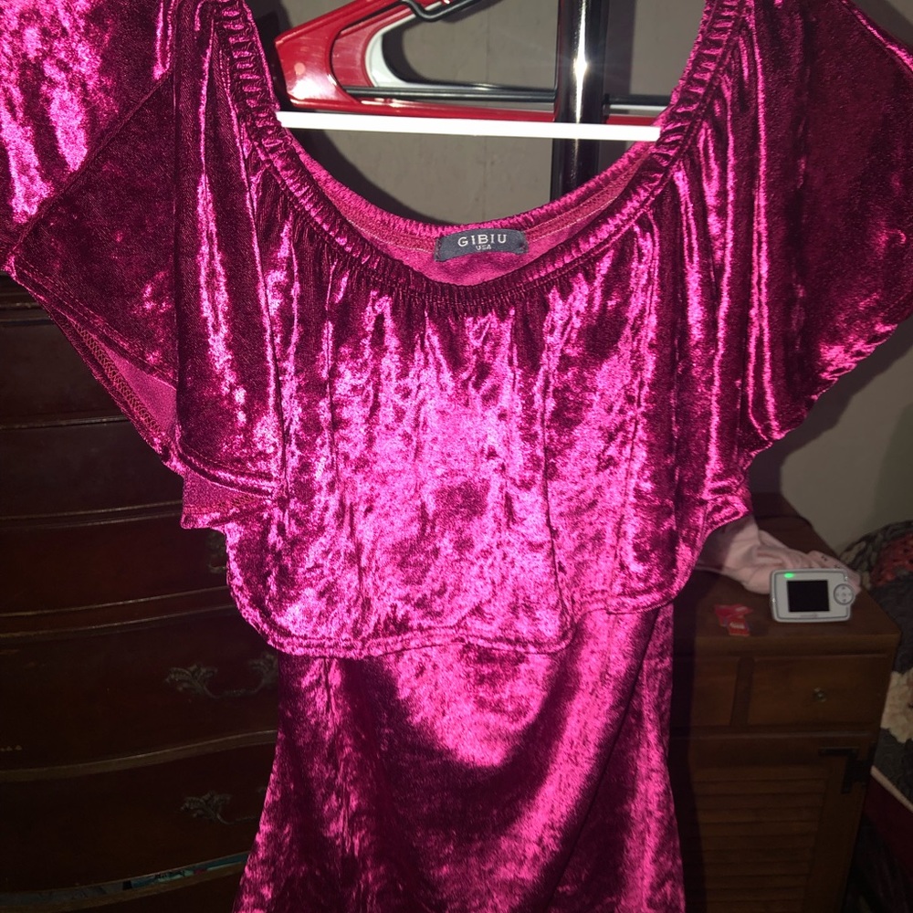 Velvet off the shoulder body suit